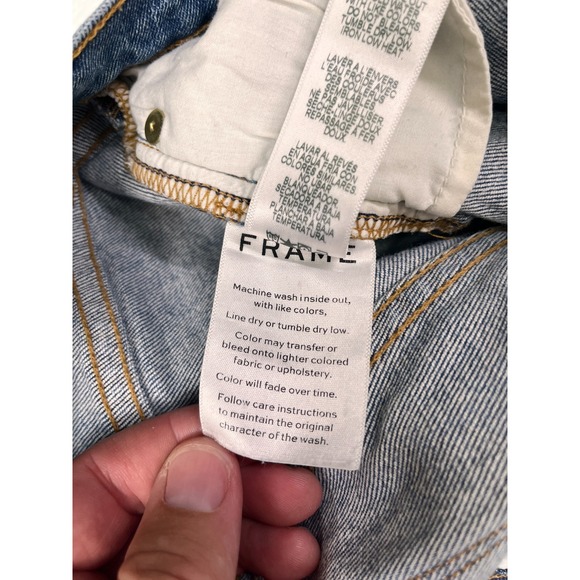 Frame Jeans Womens 24 Blue Le High Straight Crop Distressed Raw Hem Denim - Picture 8 of 12